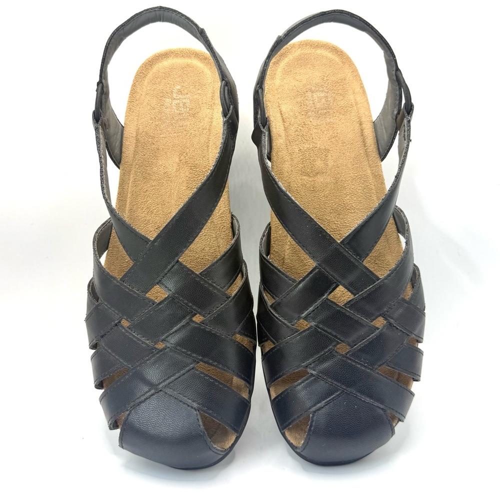 JBU Black Sandals with Basket-Weave Design Size 7.5 - Picture 2 of 7